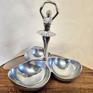 Vintage Art Deco Chrome 3-bowl Serving/Trinket Piece
